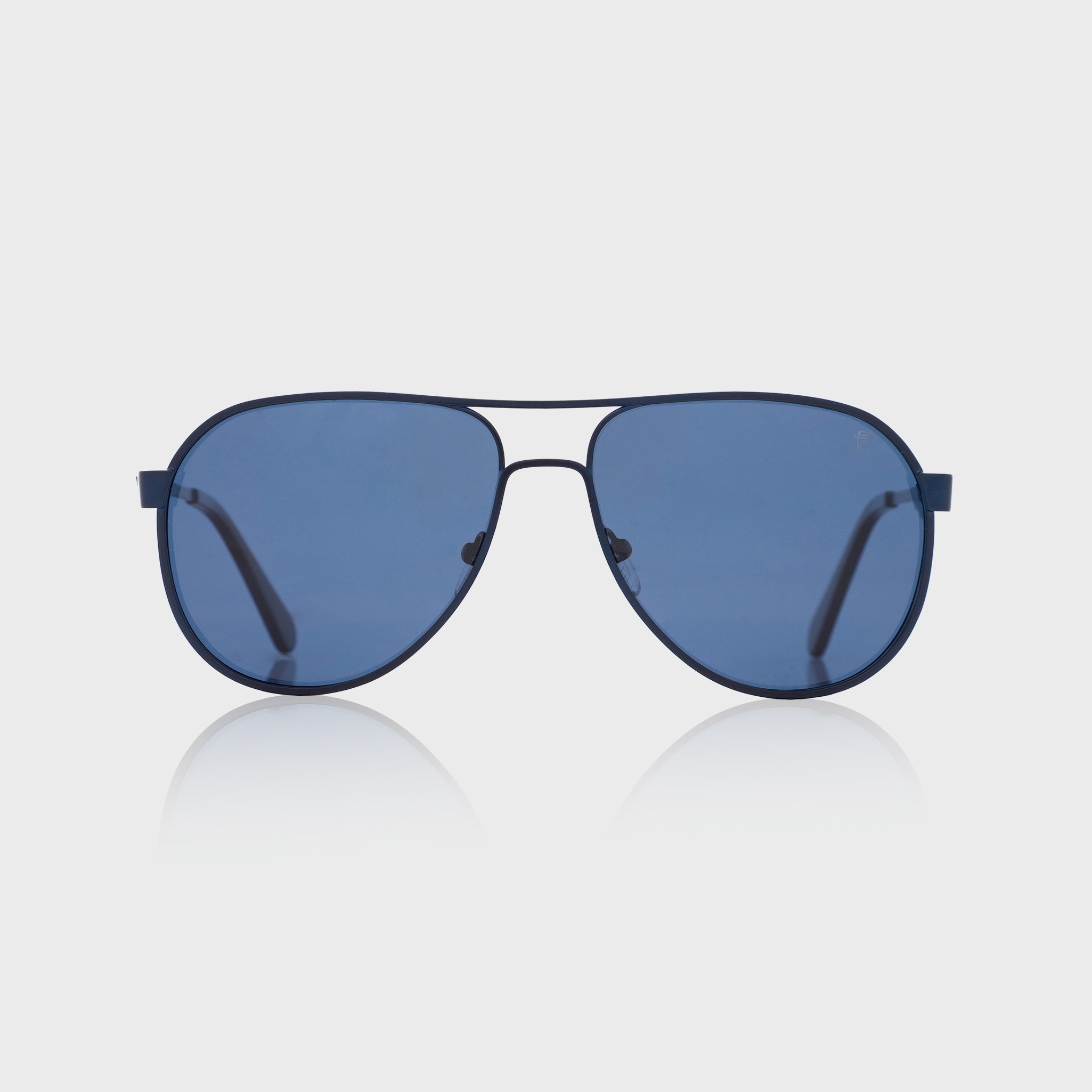 Nomad Navy Sunglasses – stainless steel frame in deep navy blue, lightweight and strong.